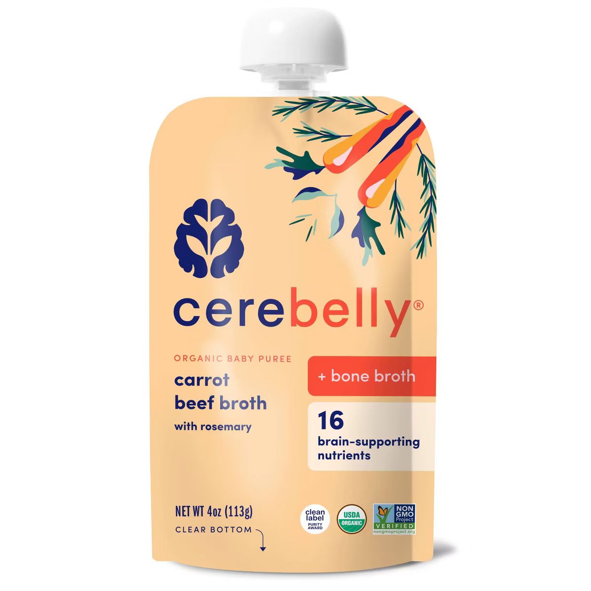 Cerebelly Bone Broth Baby Meals Pouch - Carrot Beef Broth - 4oz | Target