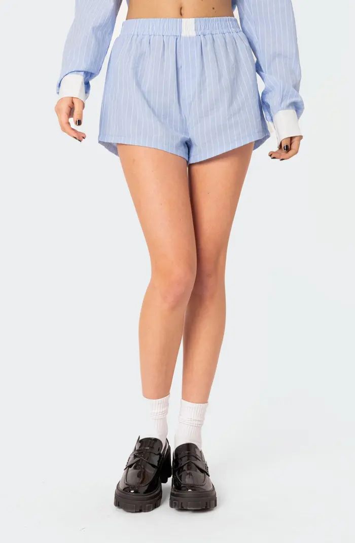 EDIKTED Lea Pinstripe Cotton Blend Boxer Shorts | Nordstrom | Nordstrom