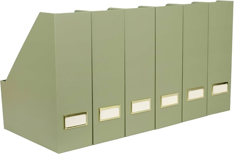 BLU MONACO | Set of 6 Foldable Magazine File Holders in Earth Green | Heavy-Duty Vertical File Or... | Amazon (US)