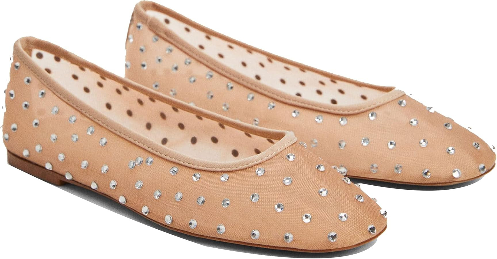 Breathable Mesh Ballet Flats for Women with Rhinestone Sparkly Dressy Slip-On Shoes for Wedding a... | Amazon (US)