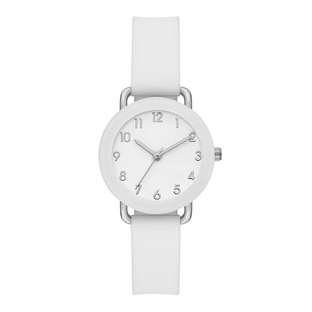 Time and Tru Ladies' Watch, Silver Round Case, White Bezel, White Easy to Read Dial and White Smo... | Walmart (US)