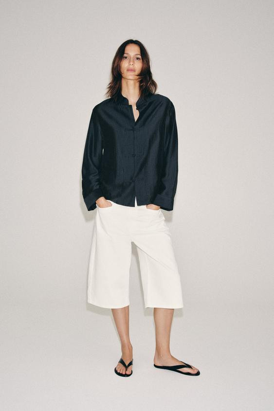 Zara - Zw Collection Satin Shirt With Frog Fastening - Mustard - L - Woman | Zara AU