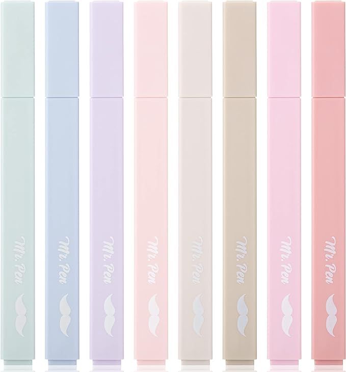 Mr. Pen- Aesthetic Highlighters, 8 Pcs, Chisel Tip, Muted Pastel Color, No Bleed Bible Highlighte... | Amazon (CA)