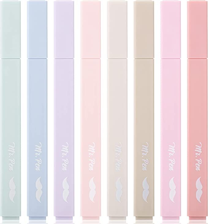 Mr. Pen- Aesthetic Highlighters, 8 Pcs, Chisel Tip, Muted Pastel Color, No Bleed Bible Highlighte... | Amazon (US)
