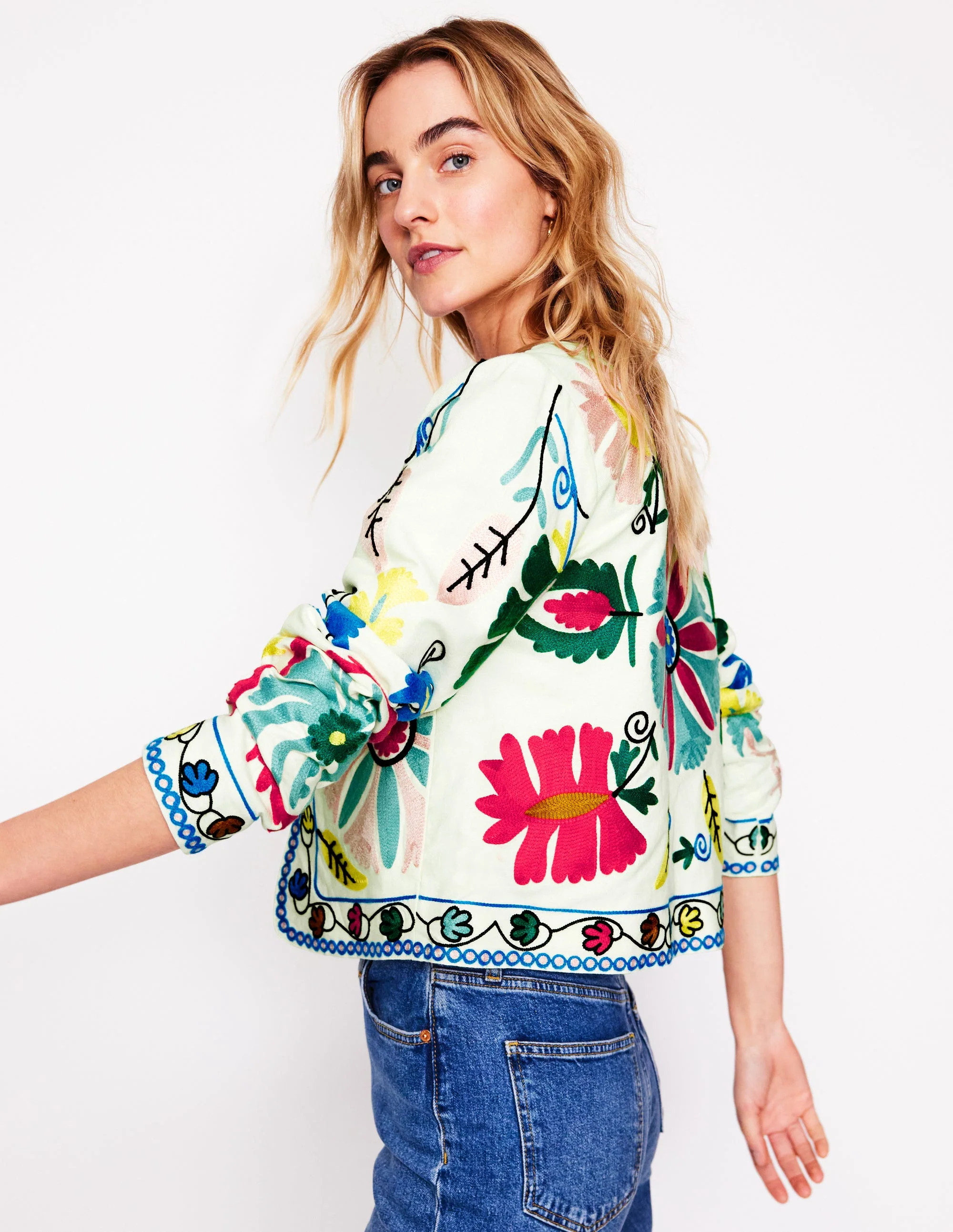 Embroidered Linen Jacket-Multi Embroidery | Boden (US)