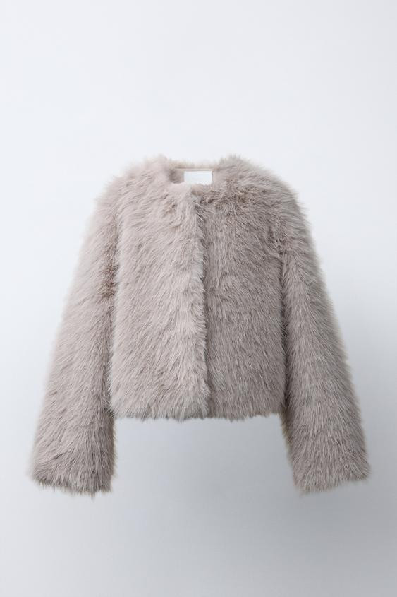 FAUX FUR CROPPED JACKET | Zara US