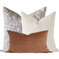 Couch Pillows Set, Fall Pillows, Pillow Combinations, Throw Combo Textured Covers, Rust Velvet | Etsy (US)