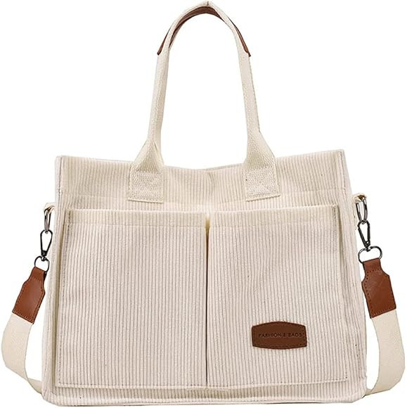 Canvas Tote Bag for Women Fashion Satchel Bag Handbag Corduroy Crossbody Bags for Women Casual Ho... | Amazon (US)