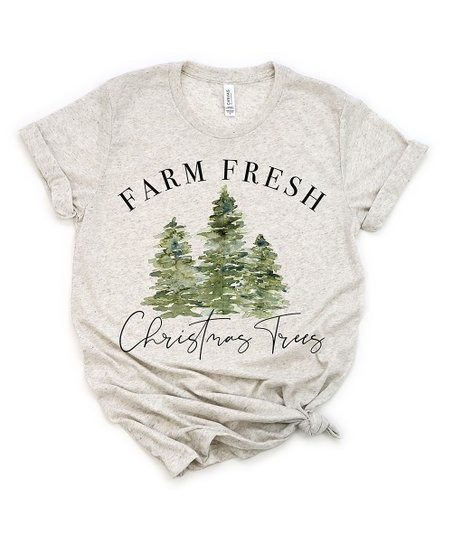 Oatmeal 'Farm Fresh Christmas Trees' Boyfriend Tee - Women | Zulily