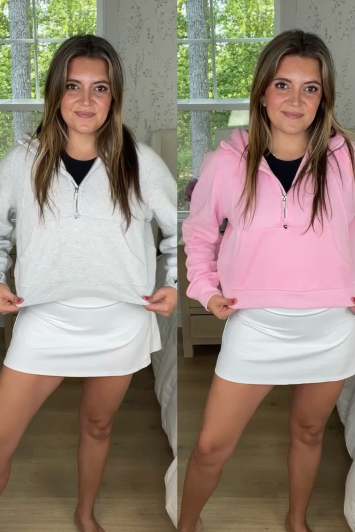Lululemon scuba hoodie dupe. Lululemon look for less! Wearing a medium/large in the hoodie, medium in the skirt, and medium a-c in the crop. 

#LTKfit #LTKsalealert #LTKunder50