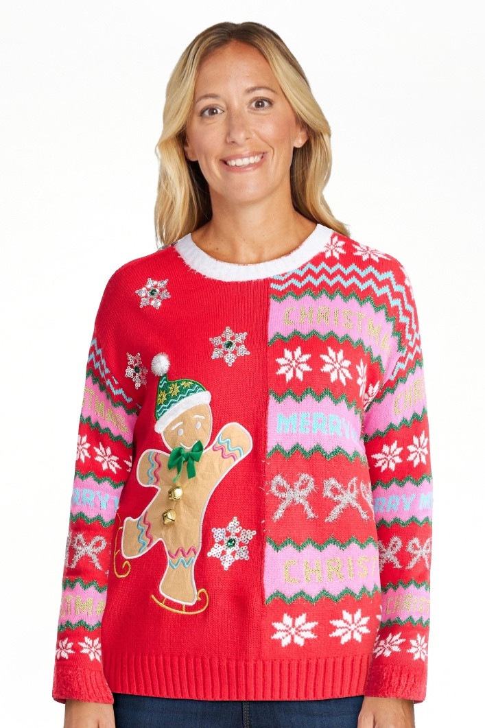 Holiday Time Women's Embellished Pullover Christmas Sweater, Midweight, Sizes XXS-XXXL | Walmart (US)