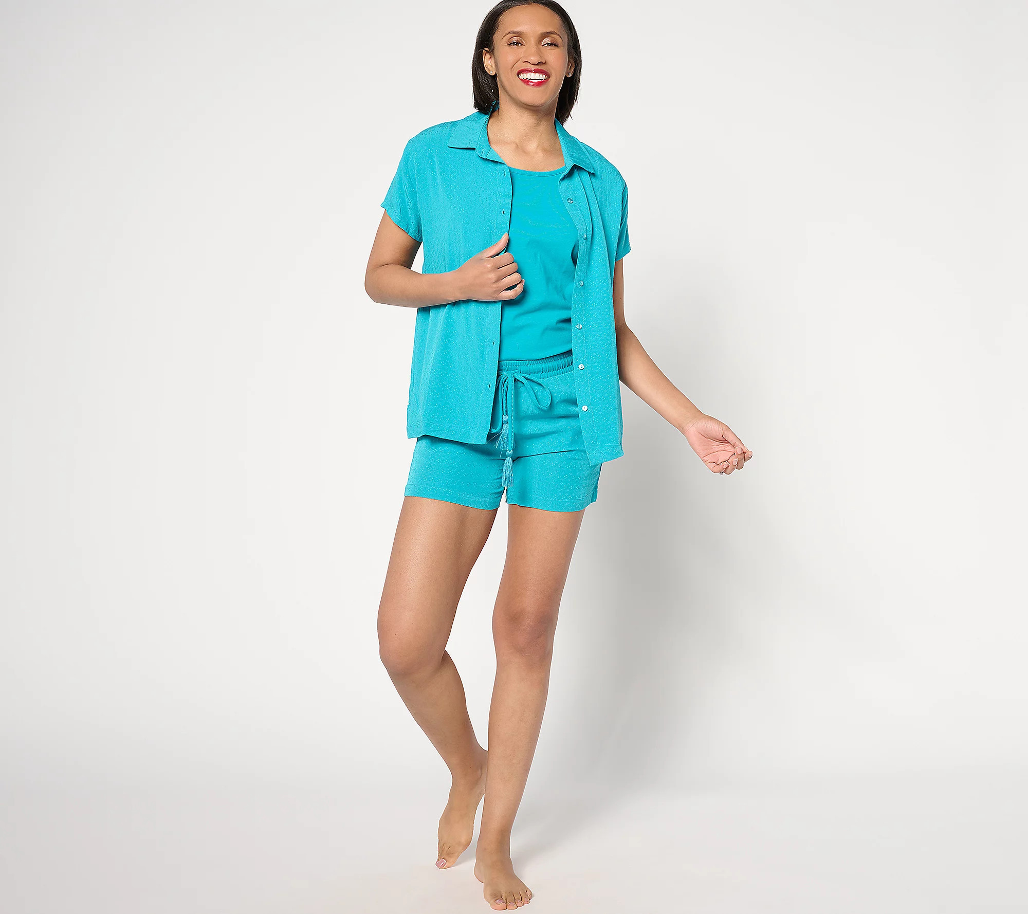 As Is MUK LUKS Eyelet Jacquard and CottonLounge Set | QVC