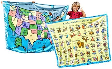 USA Map 50 States Capitals Childrens Learn Birds America Facts Educational Blanket Tapestry Rever... | Amazon (US)