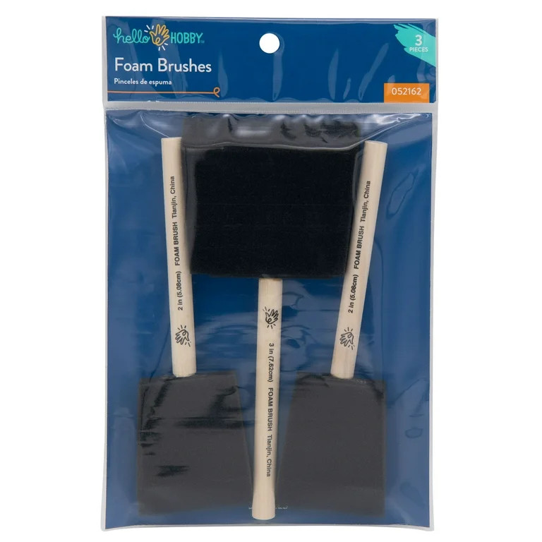 Hello Hobby Black 3pc Craft Foam Brush Set, 2" and 3", Adult, Teens | Walmart (US)