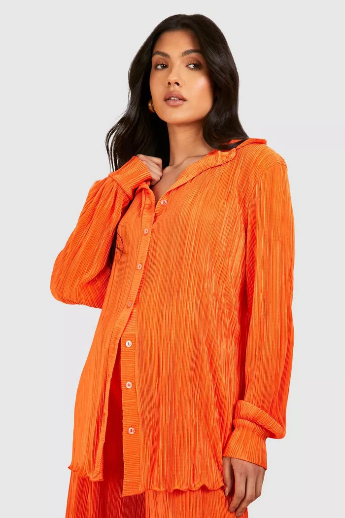 Maternity Oversized Plisse Shirt | boohoo (US & Canada)