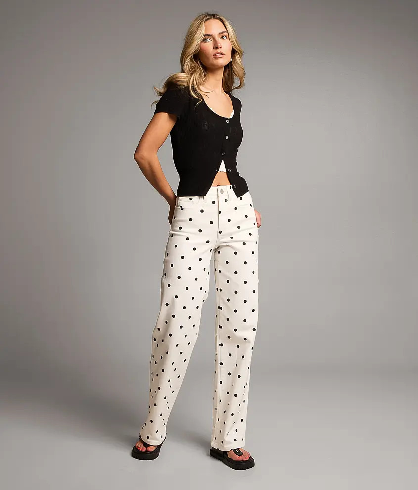 Billie Polka Dot Wide Leg Stretch Jean | Buckle