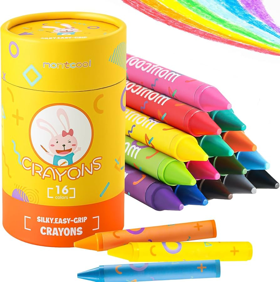 Montcool Jumbo Crayons for Toddlers, 16 Colors Non Toxic Washable Crayons for Toddlers 1-3, Easy ... | Amazon (US)