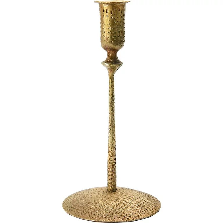 Creative Co-Op Hand-Forged Hammered Metal Taper Holder, Antique Brass Finish | Walmart (US)