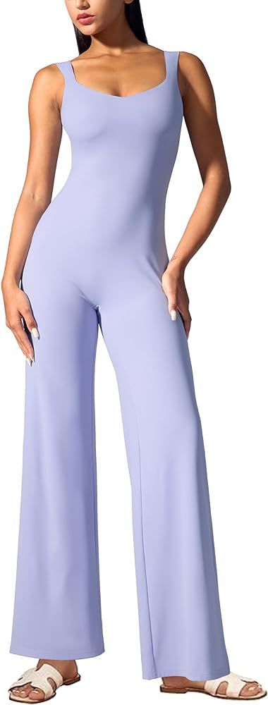 Vilanva Jumpsuits for Women Dressy One Piece Outfit Stretch Wide Leg Unitard Romper | Amazon (US)