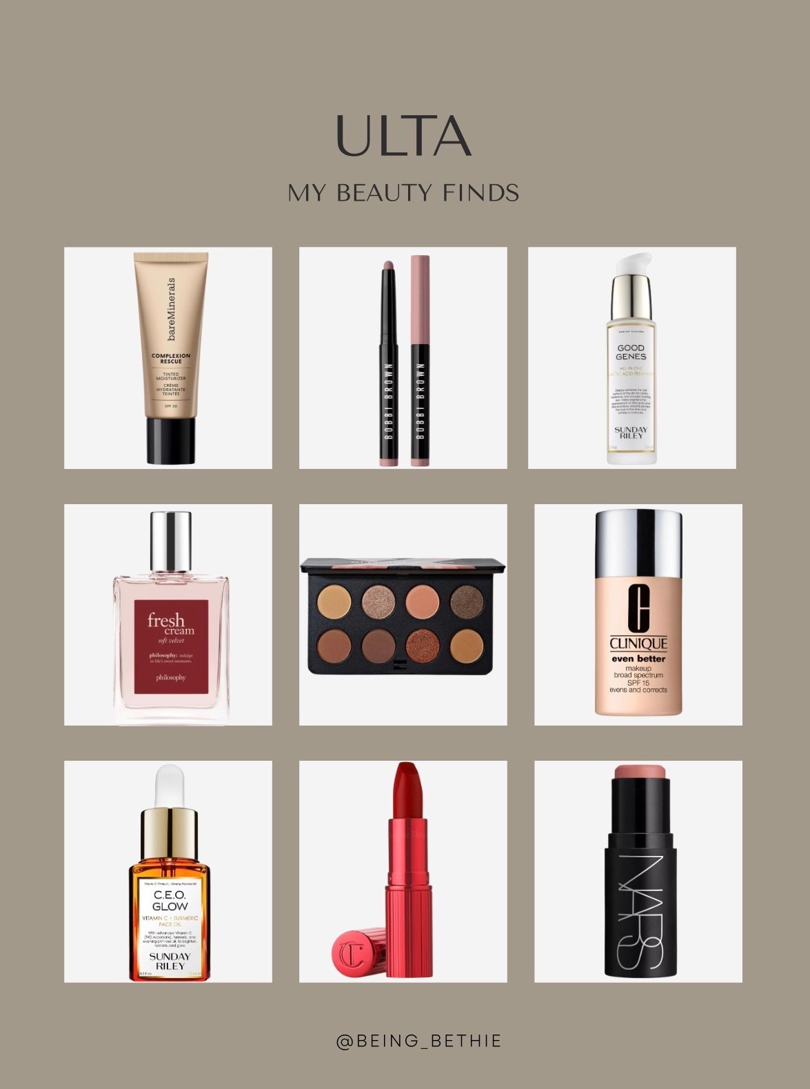 Ulta my beauty finds! 

SPF, beauty products, tinted moisturizer, make up, oil, skincare, perfume

#LTKSaleAlert #LTKBeauty #LTKselfcare