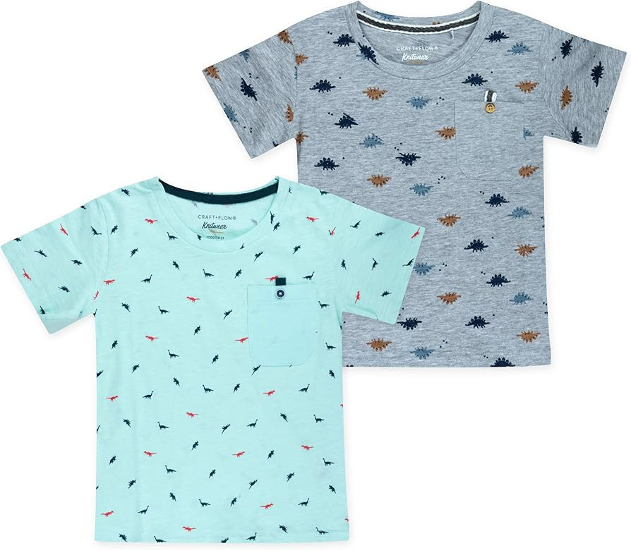 CRAFT + FLOW - 2-Pack Youth Boys Cotton T-Shirts for Toddlers (Size 2T-4T) | Amazon (US)