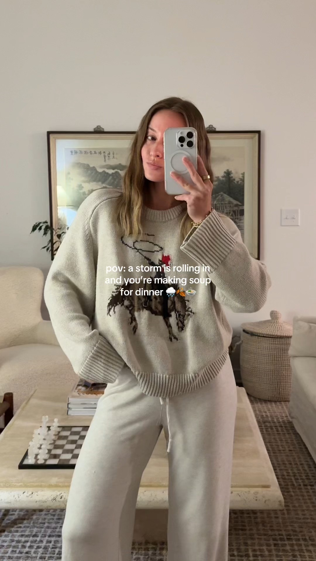 9/25/25 Stormy night at home = the perfect excuse for a cozy evening 🤎✨ Made soup in my favorite Cousin Art pan, cozied up in my Abercrombie + Aritzia loungewear, and enjoyed the glow of our living room all while the rain poured outside.

#LTKStyleTip #LTKHome