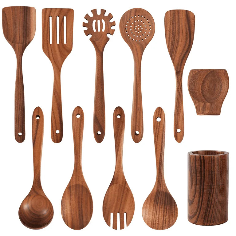 VAVSEA 11 Pcs Wooden Spoons for Cooking, Thickened Natural Wooden Cooking Utensils with Non-Stick... | Walmart (US)