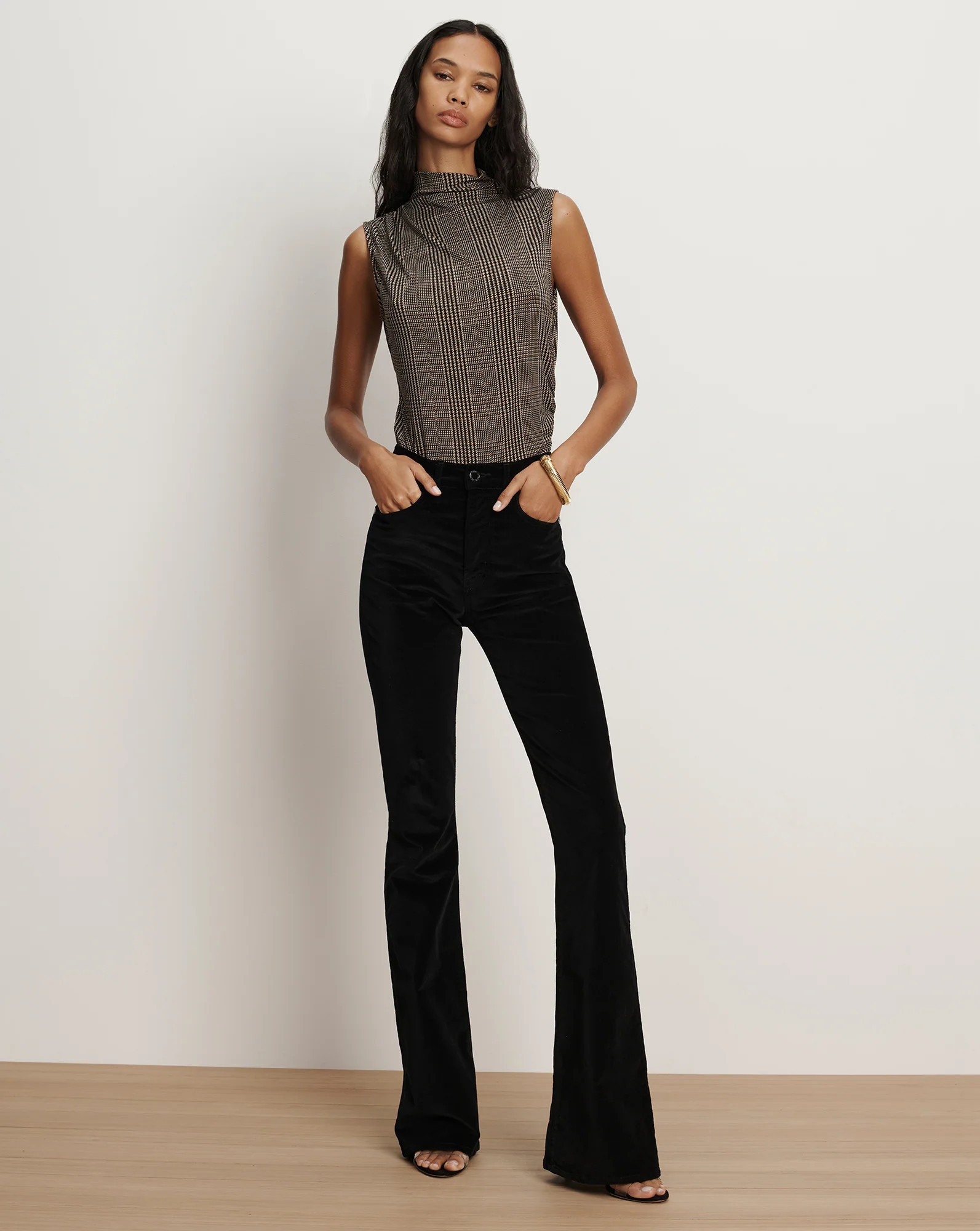 Veronica Beard Beverly Velvet Skinny-Flare Pant Black | Veronica Beard