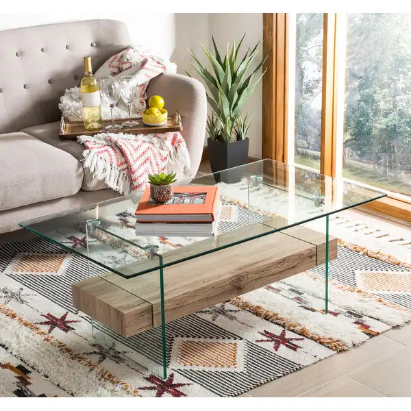 SAFAVIEH Kayley Modern Glass Coffee Table - 43.3" x 23.6" x 16.5" | Bed Bath & Beyond