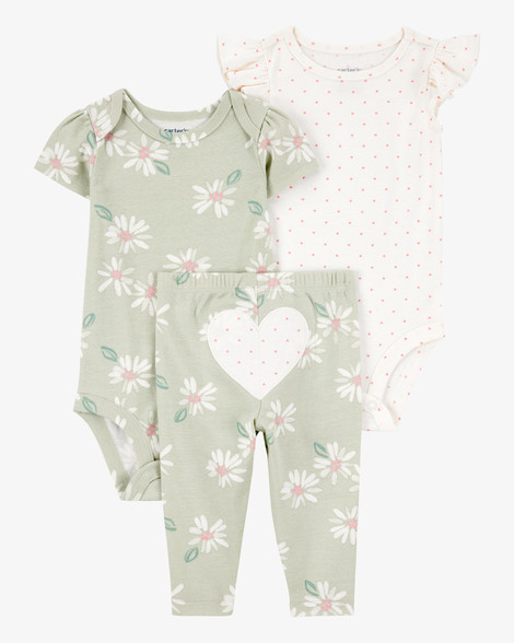 Carter's Baby Girls Girl 3-Piece Heart Little Character Set 6M Green | Carter's Inc