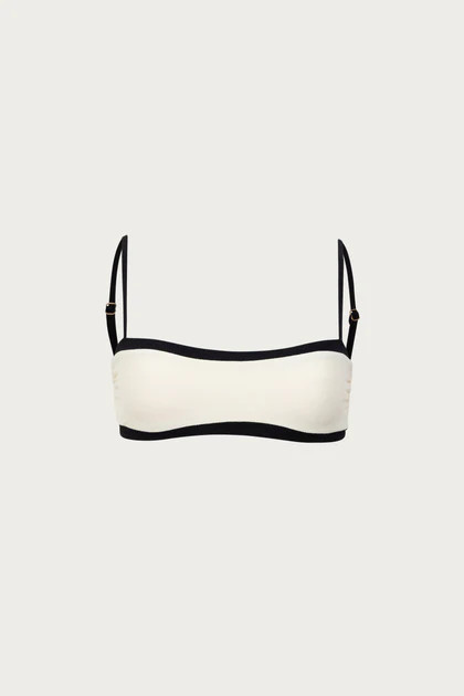 Bandeau Top (Faux Suede Cream/Black) | SAME