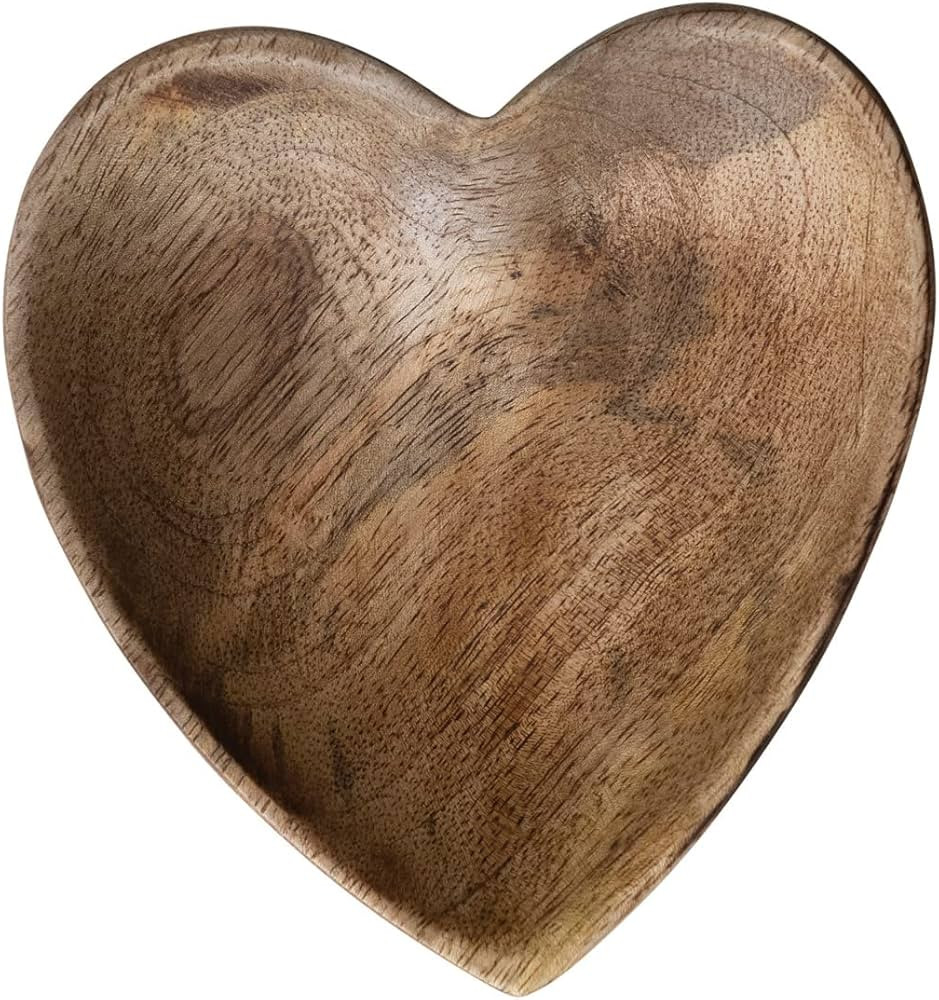 Creative Co-Op Wood Heart Shaped Tray, Natural | Amazon (US)