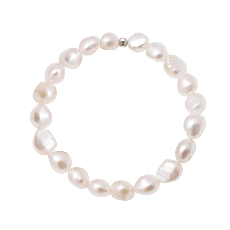 Cultured Freshwater Baroque Pearl Stretch Bracelet 7 Inch, 8-9 mm/Natural White Color | Amazon (US)