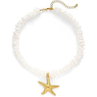 Puka Shell Necklace for Women Starfish Fish Statement Pendant Necklace Boho Summer Beach Choker N... | Amazon (US)