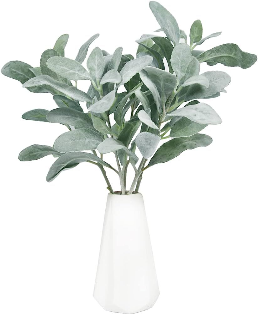 Tinsow Artificial Flocked Lambs Ear Leaves Dusty Miller Stems Flocked Oak Leaves Lamb's Ear Leaf ... | Amazon (US)