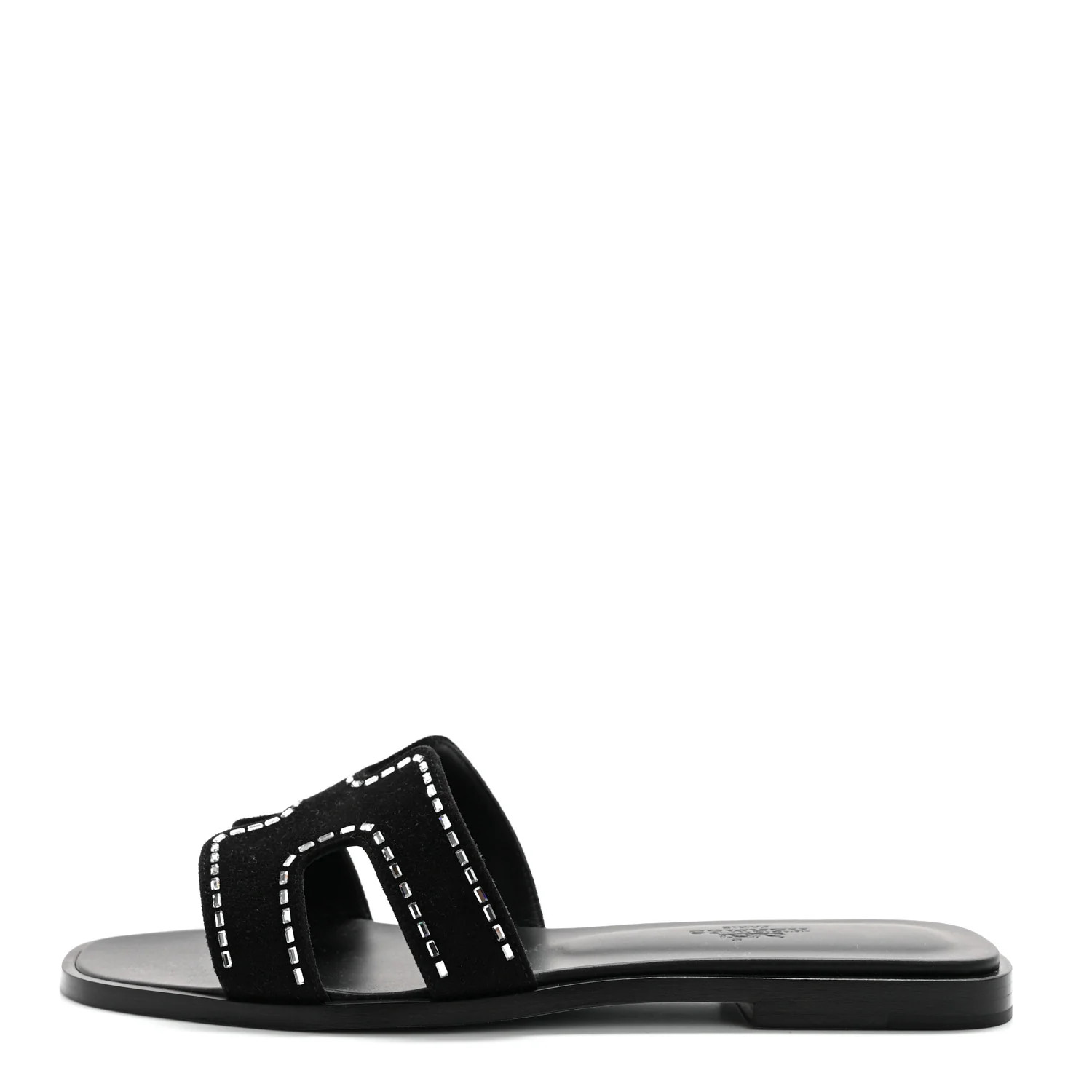 Suede Goatskin Crystal Embellished Oran Sandals 36.5 Black | FASHIONPHILE (US)