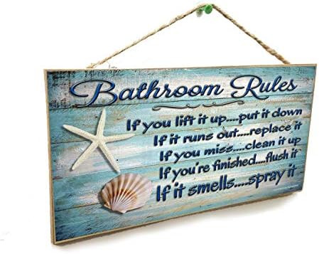 Blackwater Trading 5"x10" Seashells Bathroom Rules If It Smells Spray It Beach Sign Plaque 10 Inc... | Amazon (US)