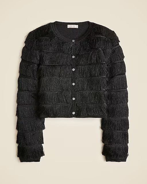 Fringe cardigan sweater in metallic yarn | J. Crew US