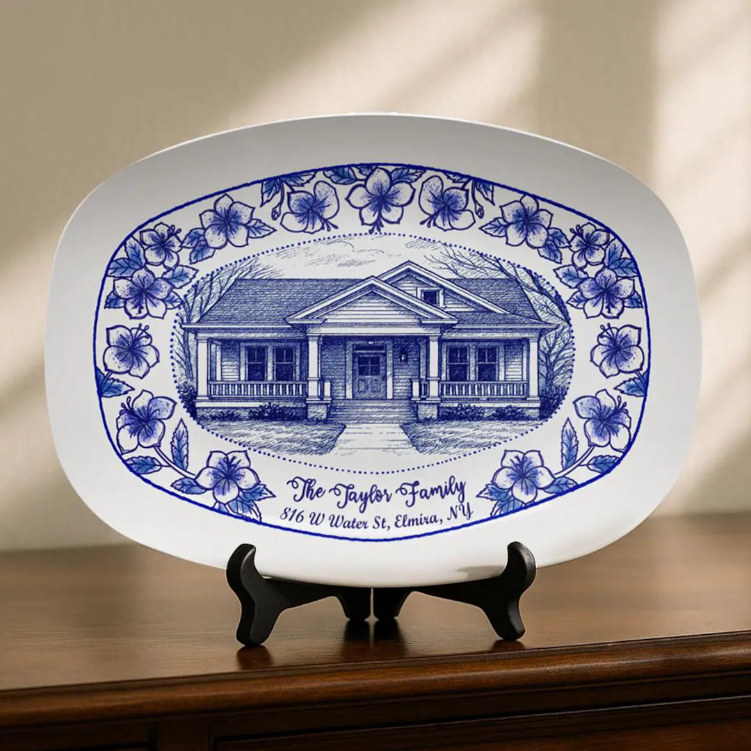 Custom House Portrait Plate, Personalized Home Platter, Vintage Family Keepsake, Wedding Gift, An... | Etsy (US)