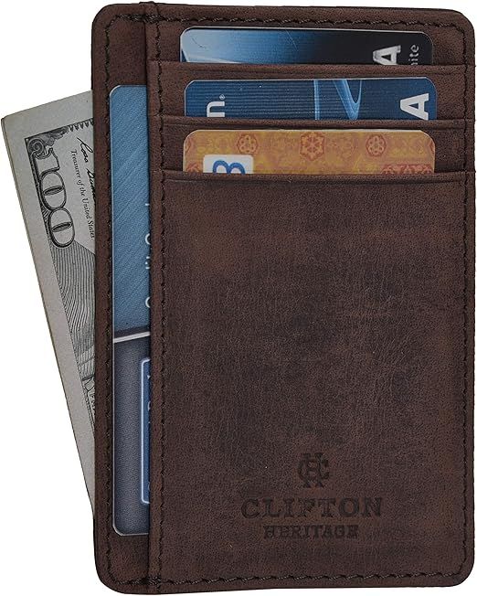 Clifton Heritage Leather Wallets for Men & Women - RFID Blocking Super Slim Minimalist Design Fro... | Amazon (US)