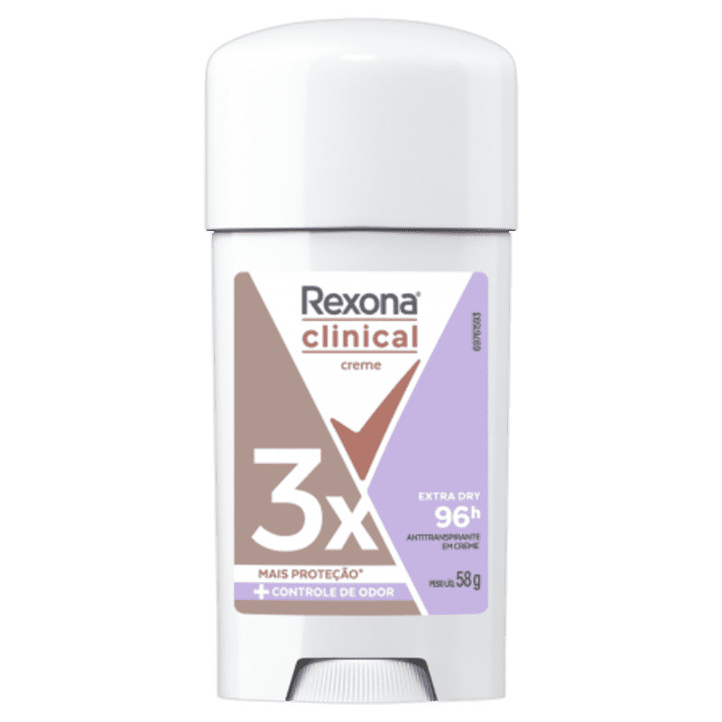 Desodorante Rexona Clinical Extra Dry Antitranspirante 96h Creme 58g | Beleza Na Web (BR)
