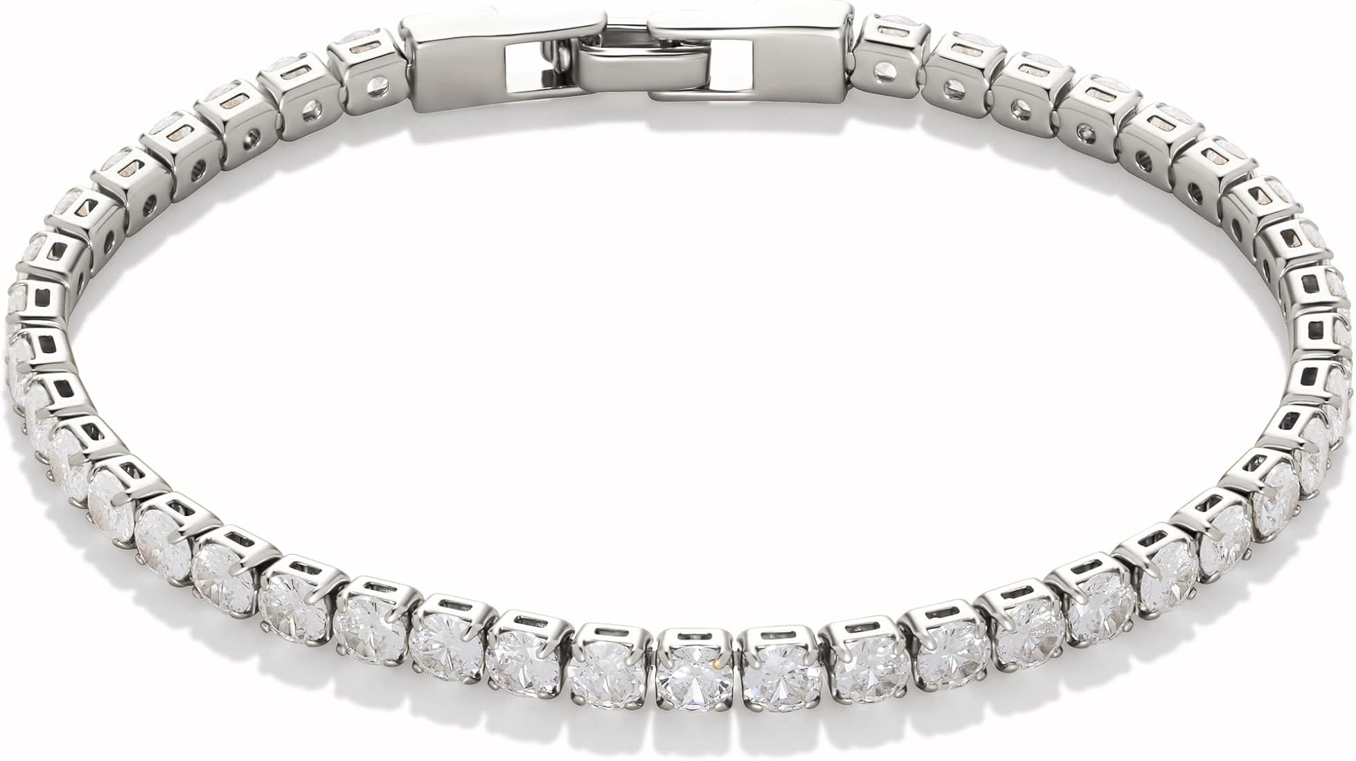 Amazon Essentials 14K Gold or Sterling Silver Plated Cubic Zirconia Tennis Bracelet 7.5" | Amazon (US)