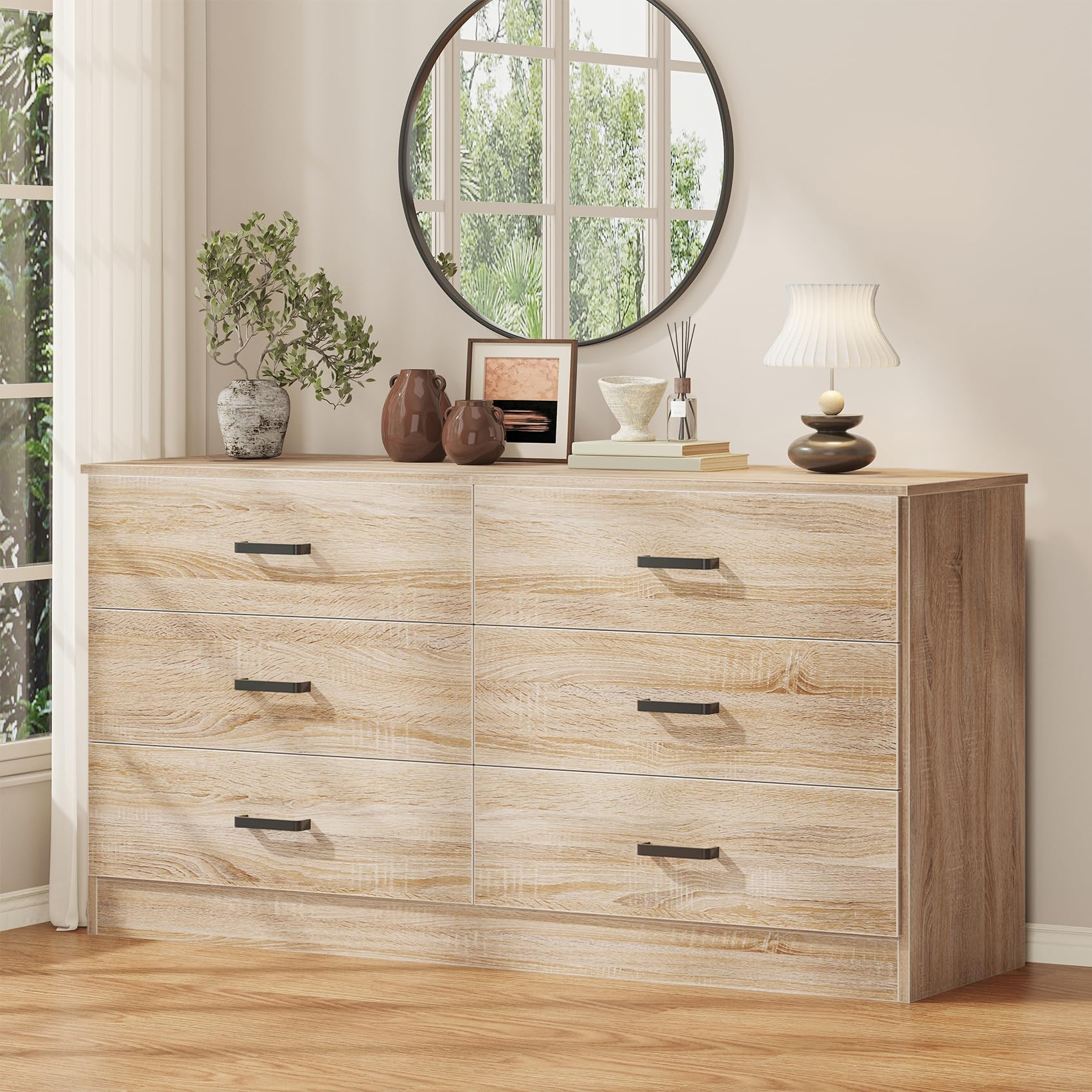 Bigbiglife Dresser for Bedroom, 6 Drawer Double Dresser, Modern Chest of Drawers with Deep Drawer... | Amazon (US)