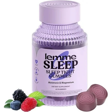 Lemme Sleep Gummies with 5mg Melatonin, Elderberry, Magnesium, L-Theanine, Chamomile and Lavender, Drug-Free Nighttime Sleep Aid, Vegan, Gluten Free, Gelatin Free, Non GMO, Berry Flavored, 60 Count | Walmart (US)