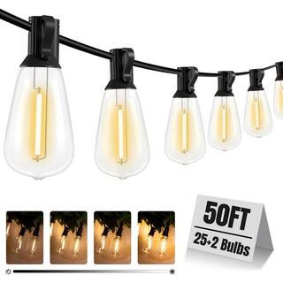 WYZM Outdoor String Lights 25 Shatterproof Bulbs 50 ft. IP65 Weatherproof for Outside, Patio, Bac... | The Home Depot