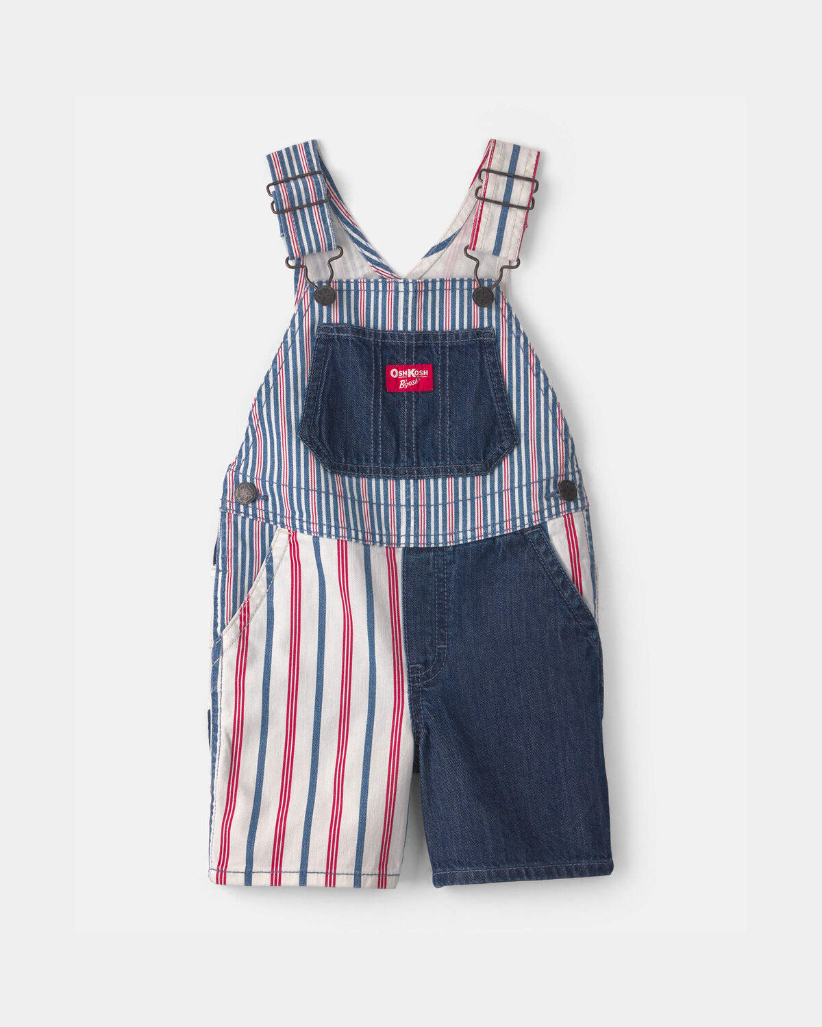 Toddler Patchwork Striped Shortall - Red/White/Blue - OshKosh B'gosh | Carter's | Carter's Inc