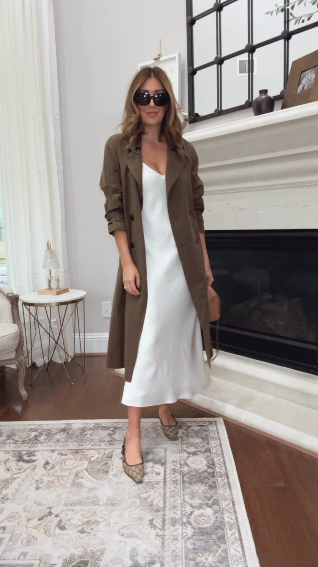 So it looks like I’m really into slip dresses right now 🙃 Love this ivory one paired with this drapey trench. I also wore this dress in London with sneakers and an oversized blazer, and with a drapey long jacket trench in the same color as the dress. A leather jacket would be fab too! 

#LTKShoeCrush #LTKSeasonal #LTKStyleTip