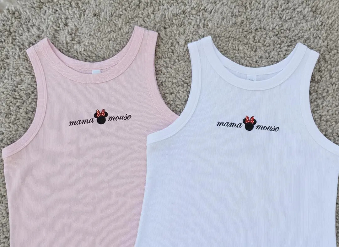 Embroidered Disney Mama Mouse Tank Top With Minnie Design, Cute Disney Mom Crop Tee, Minnie Mama ... | Etsy (US)