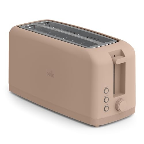 bella 4 Slice Slim Toaster, Fits-anywhere™ Kitchenware, 6 Setting Shade Control with Reheat & Cancel Buttons, Fits Sourdough, 10” Long Slot, Anti Jam & Auto Shutoff, 900 Watt, Blossom | Amazon (US)