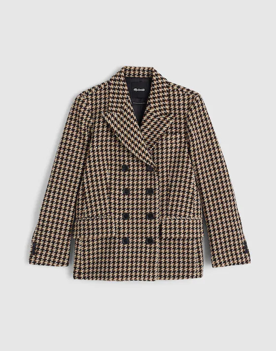 Double-Breasted Boxy Coat in Houndstooth | Madewell